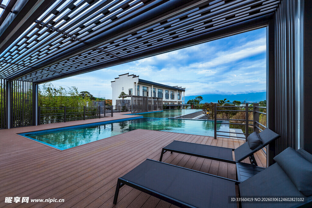 海景泳池露台休闲空间