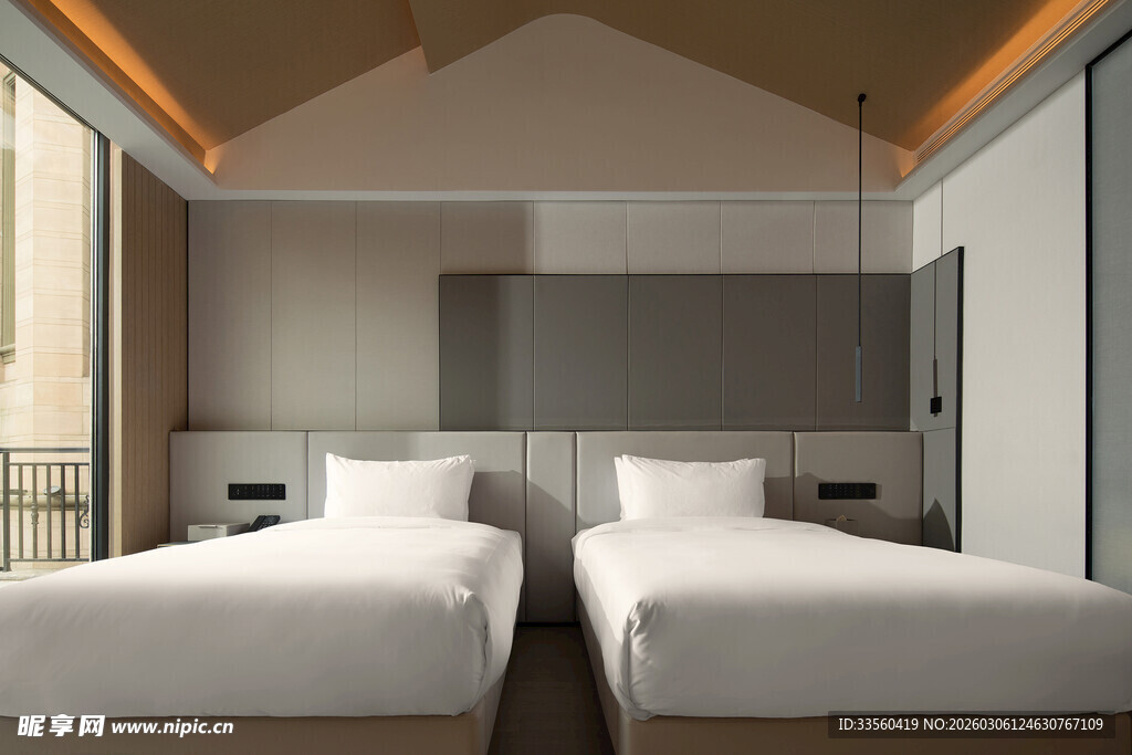 现代简约风格双床卧室