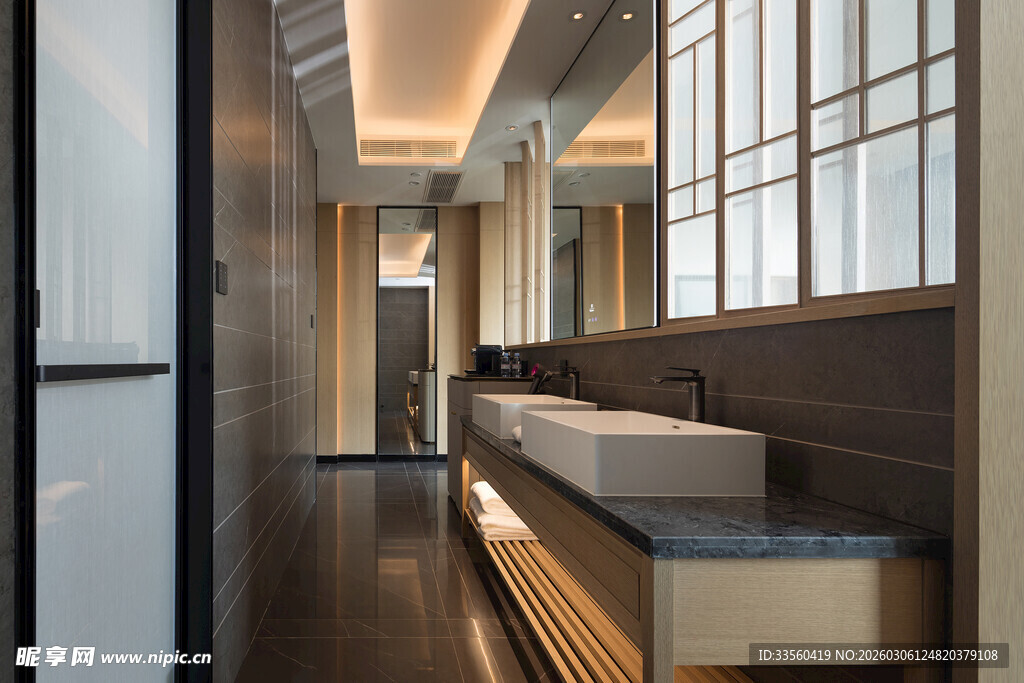 现代简约风格狭长洗手台空间