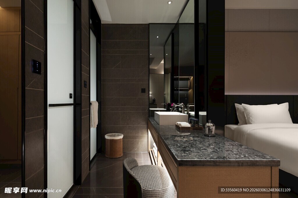 现代风格卧室与卫浴空间