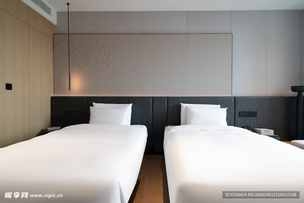 现代简约风格双床酒店客房