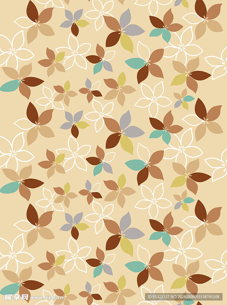 摇拽风车连续图案适合面料印花