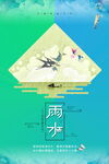 雨水节气清新插画场景