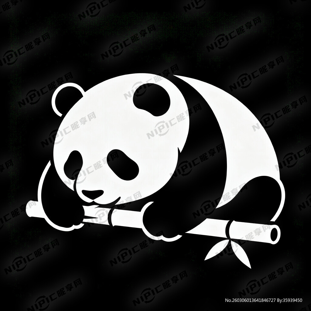 设计熊猫趴着吃竹子的企业LOG