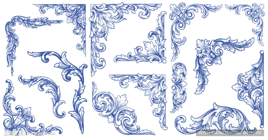 欧式花纹角纹