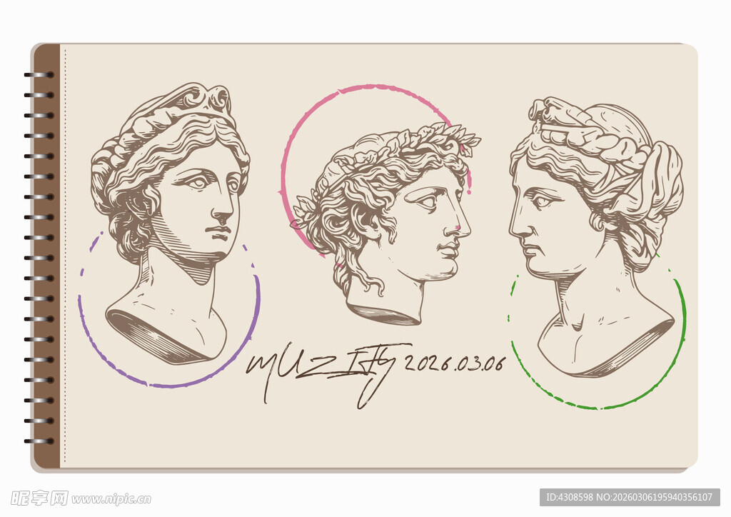 线圈本 3款入石膏雕像