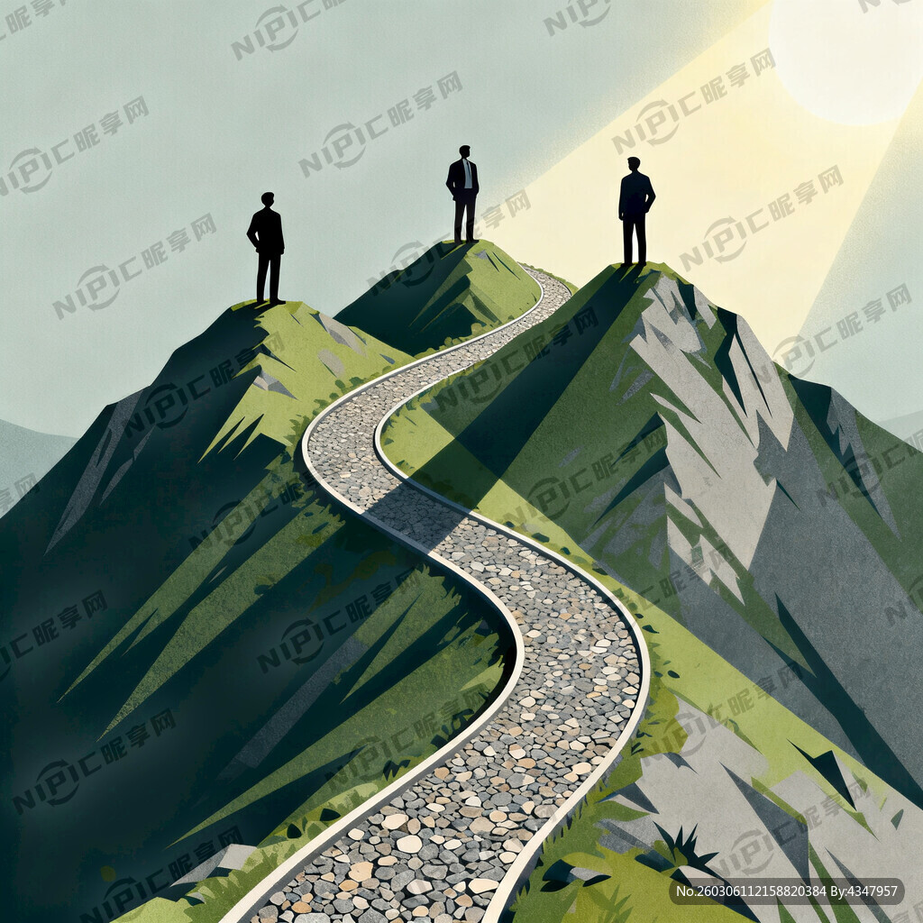 三个合伙人表示三座山峰。还要条