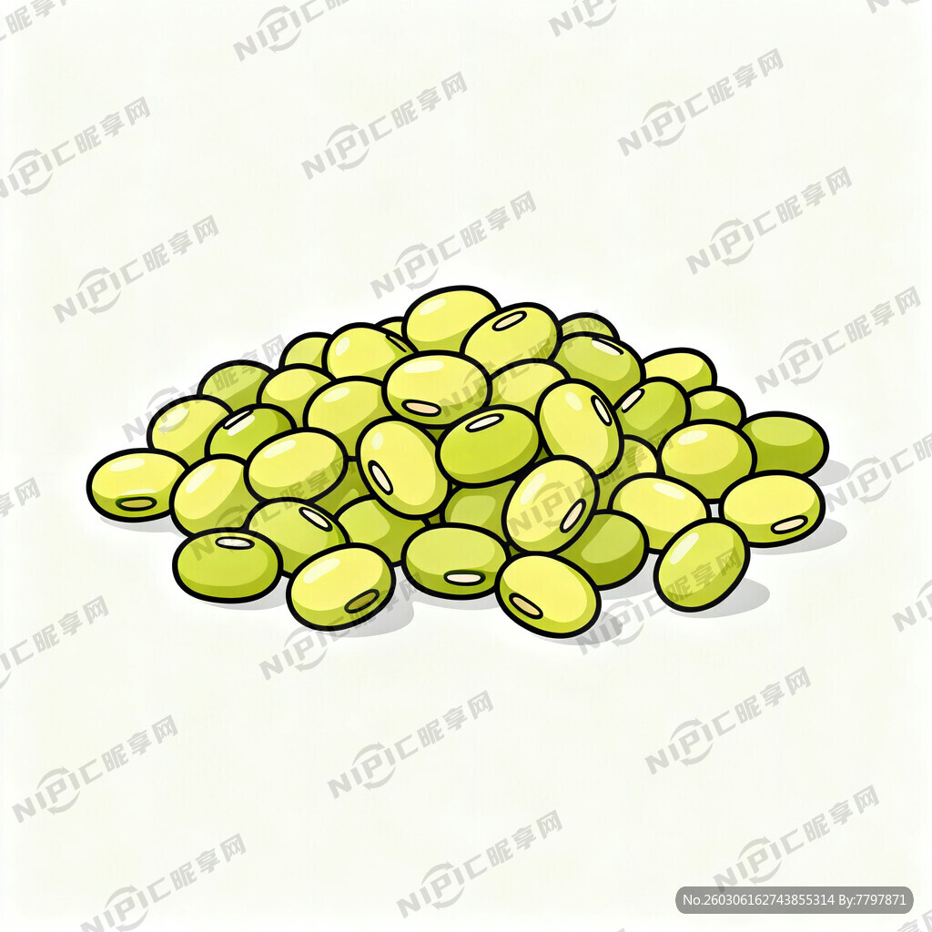 一小堆 零散放置的绿豆矢量图