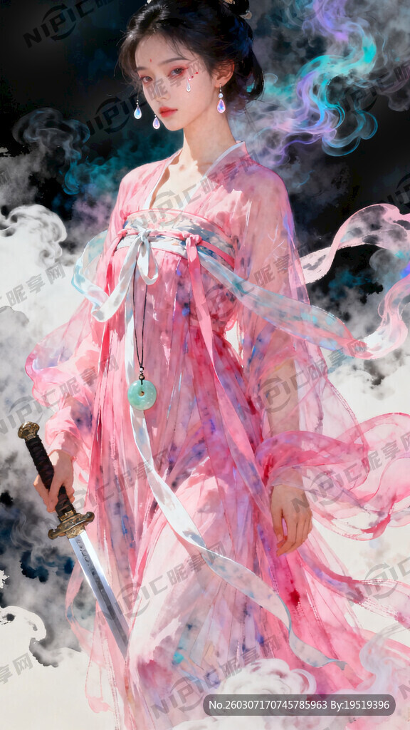 古风仙气女子 粉衣襦裙 8K