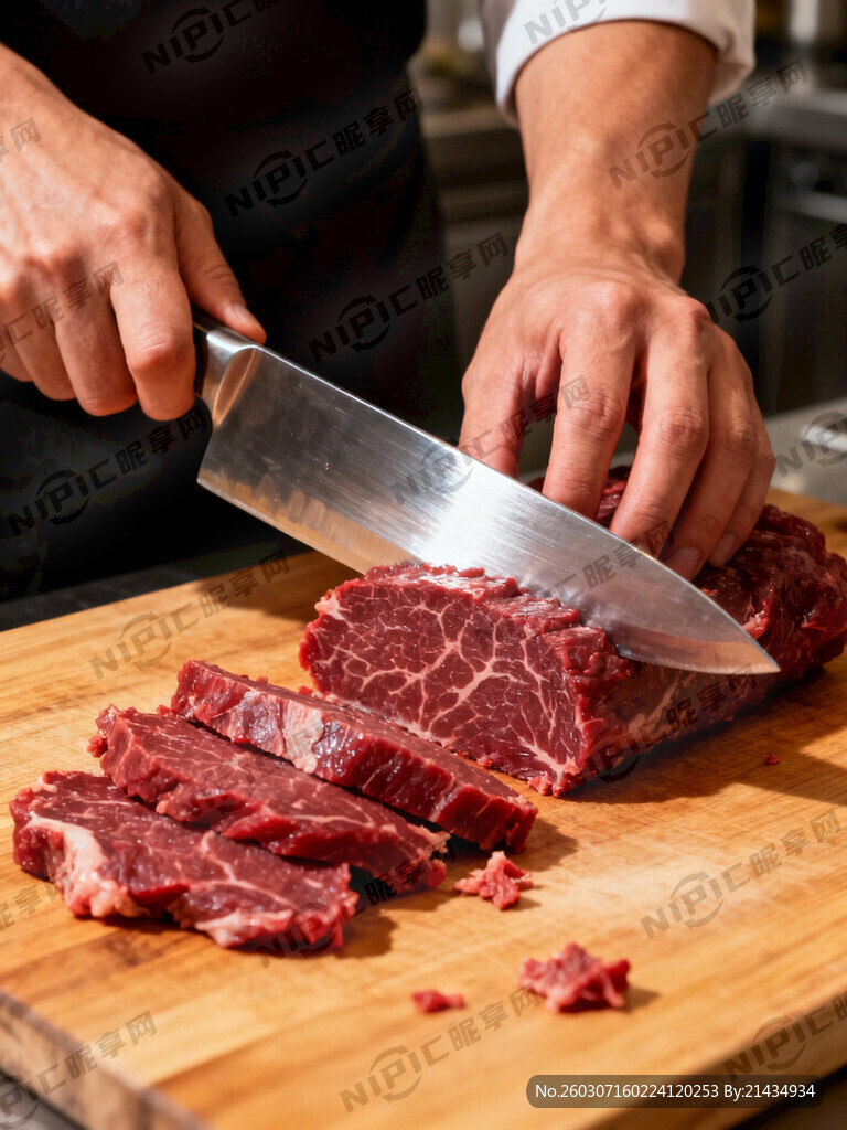 厨师现切新鲜牛肉