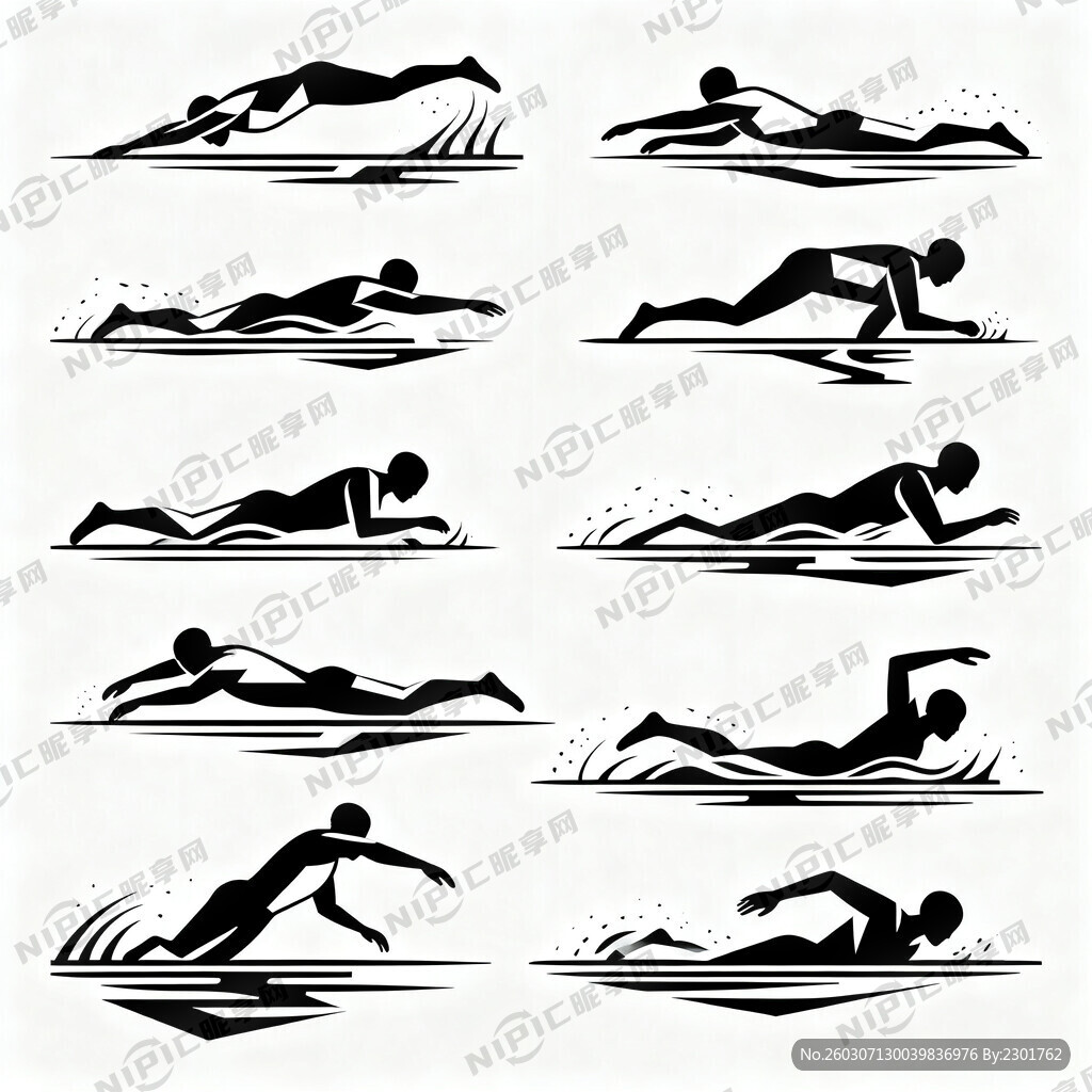 游泳的人剪影