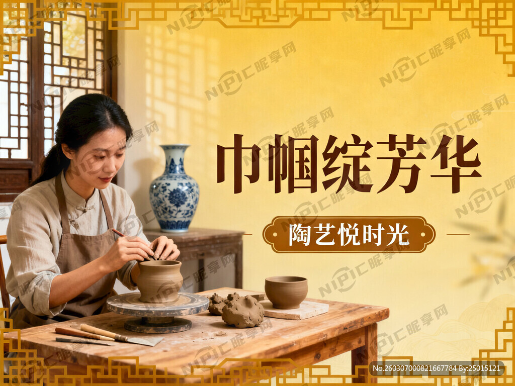 三八节陶艺活动背景  主题文字