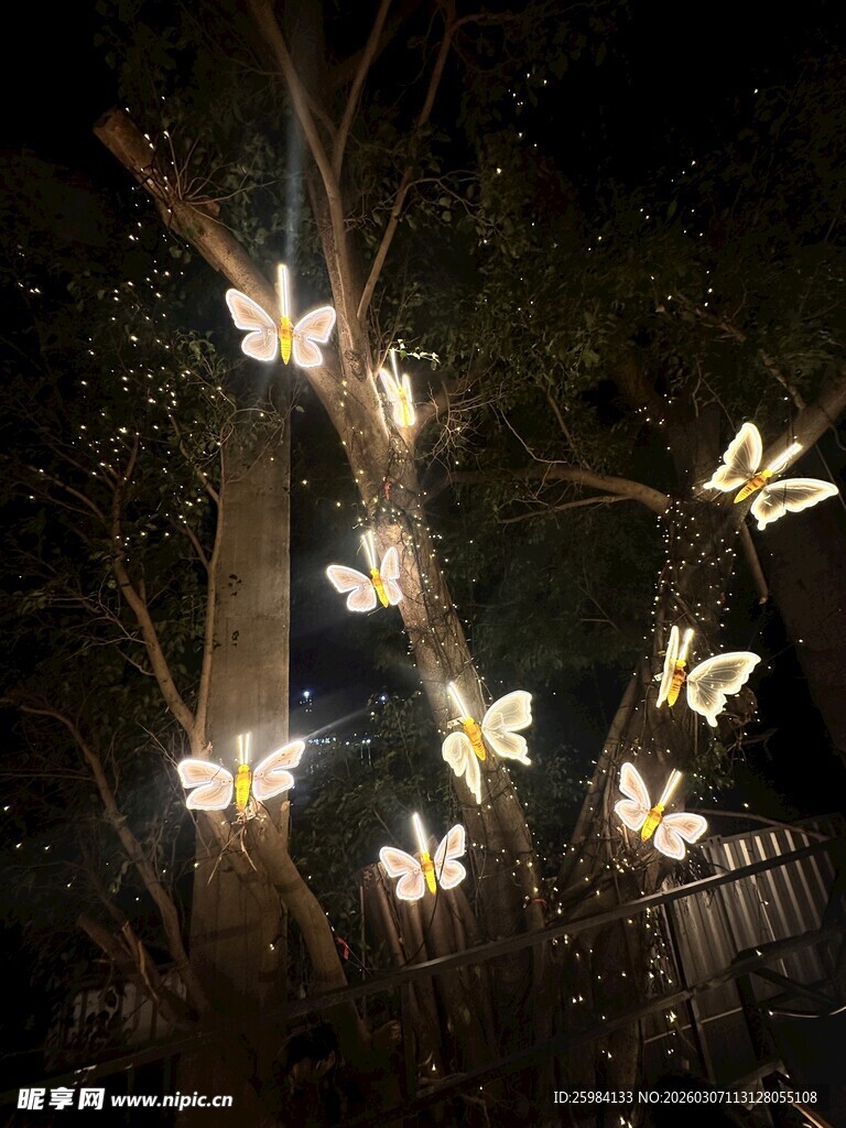 树上发光蝴蝶装饰灯