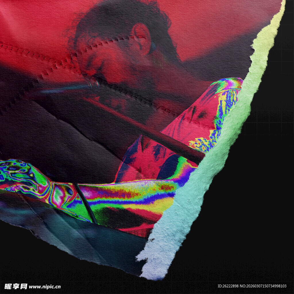 复古潮流酸抽象艺术撕裂效果图像