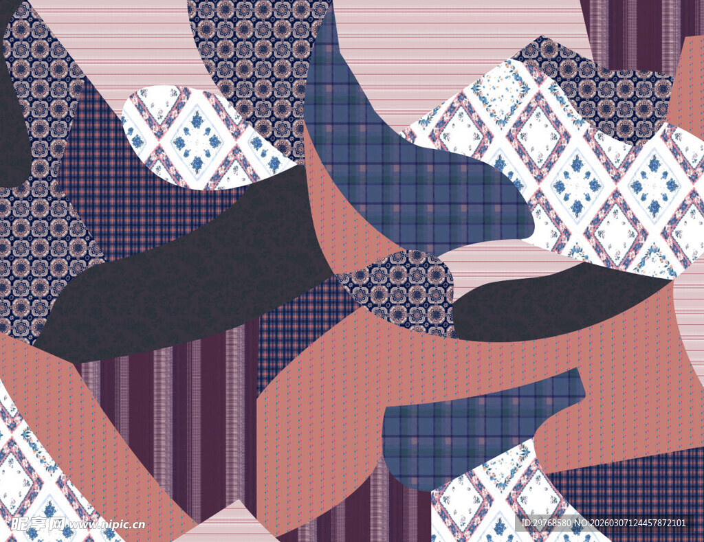 抽象几何拼贴艺术图案