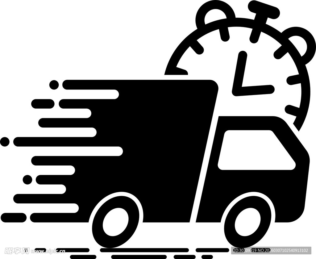 快速货运卡车与时间标志