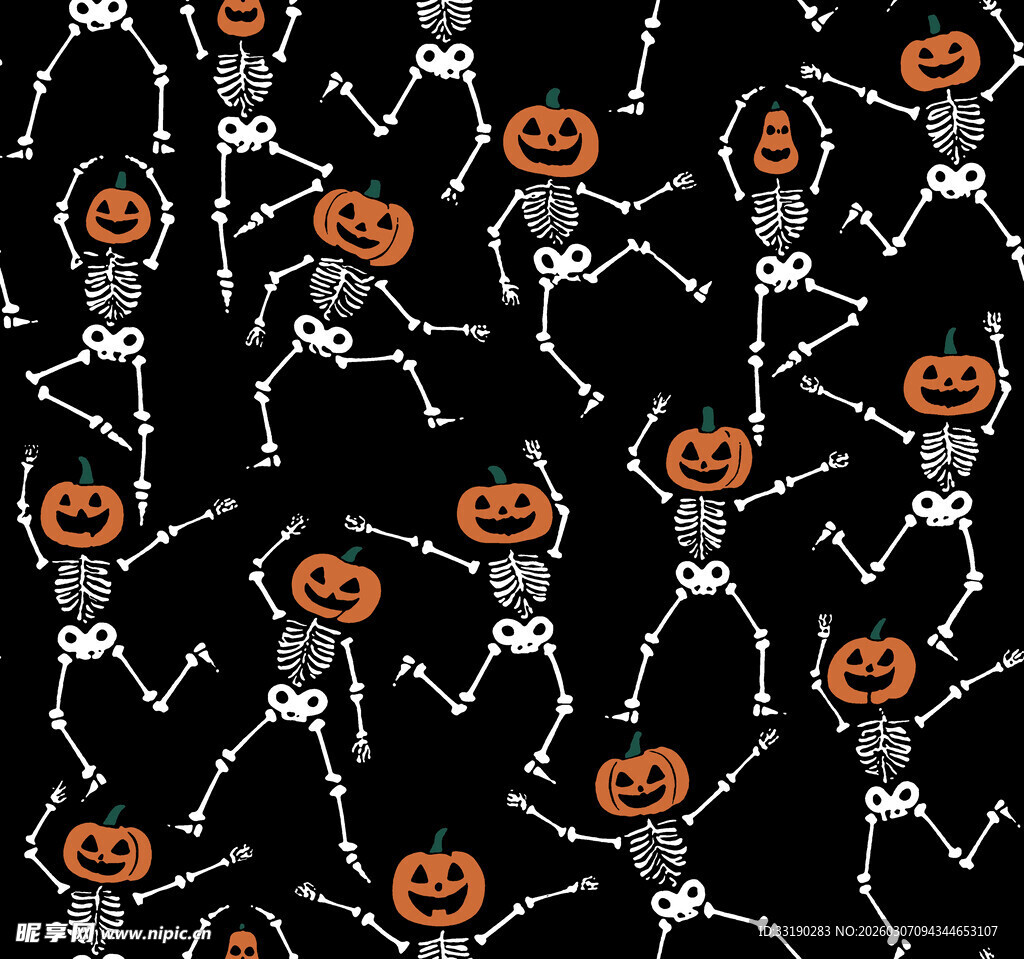 万圣节骷髅南瓜图案背景