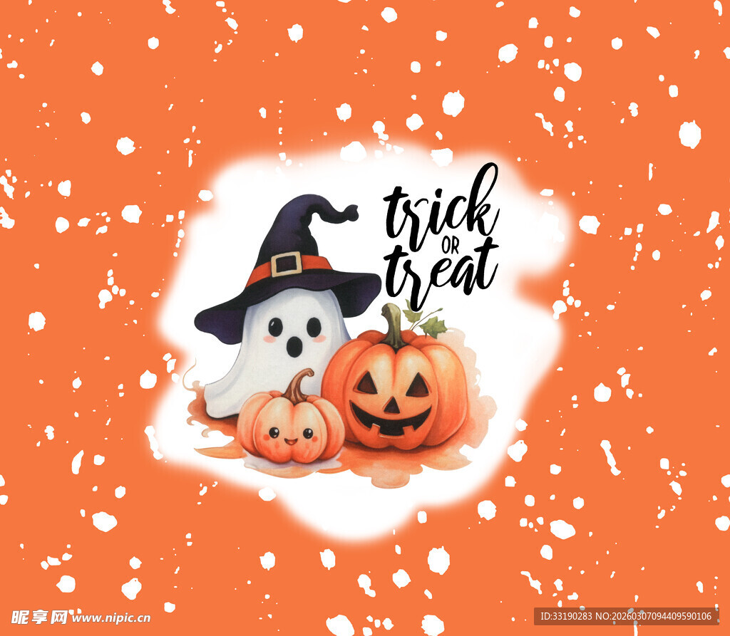 万圣节幽灵女巫南瓜插画