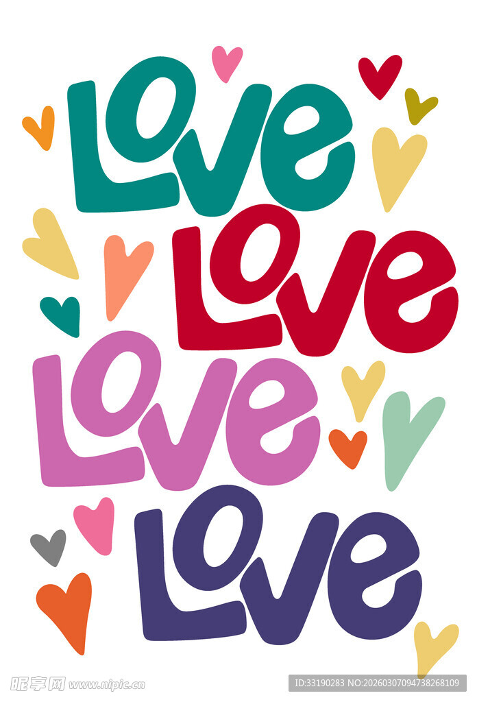多彩爱心LOVE艺术图案