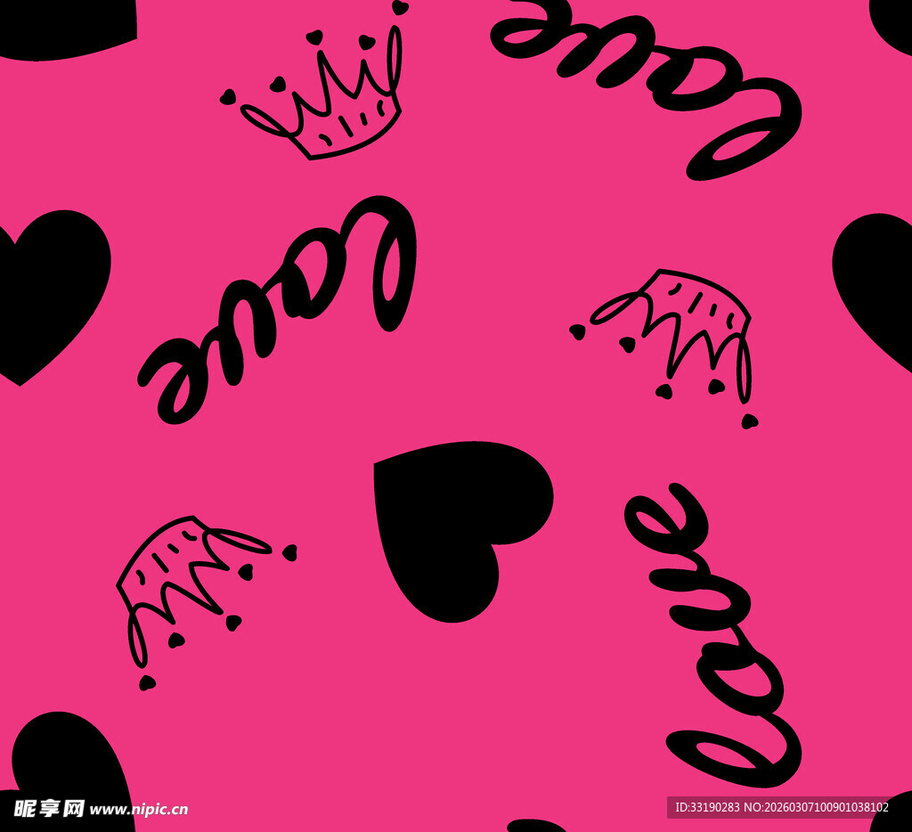 粉色爱心皇冠图案背景