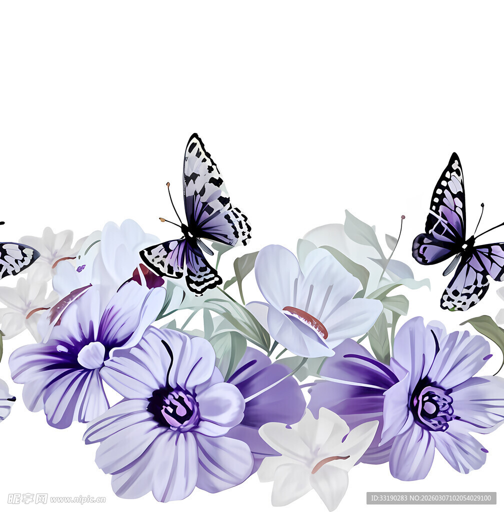 紫花蝴蝶装饰图案