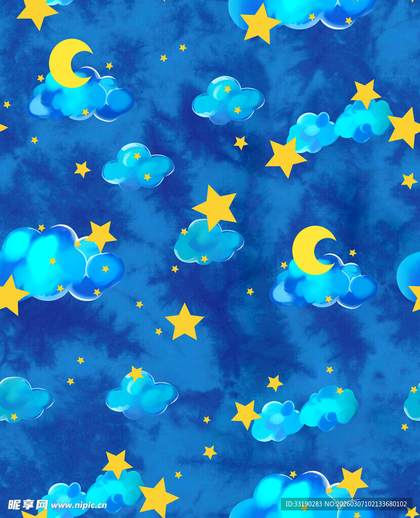 梦幻星空云朵图案设计