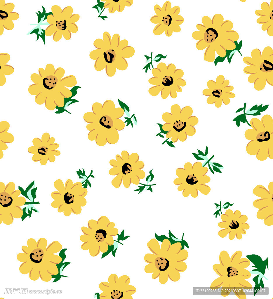 黄色小花无缝图案背景