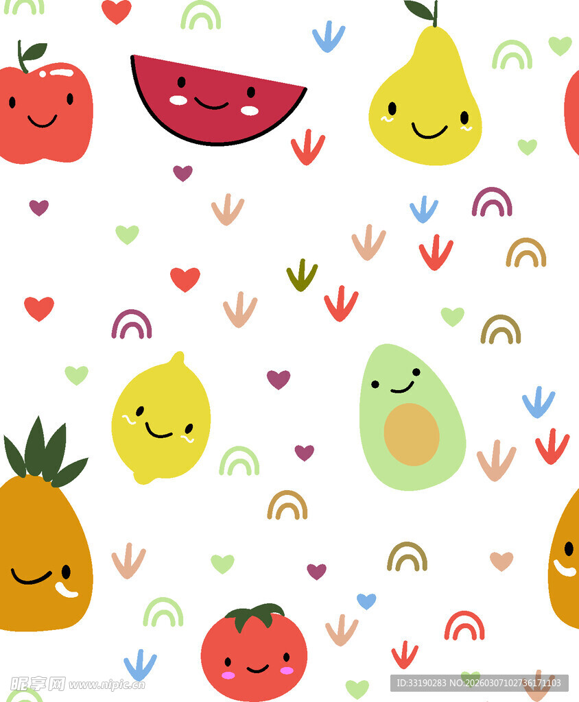 可爱水果卡通图案背景
