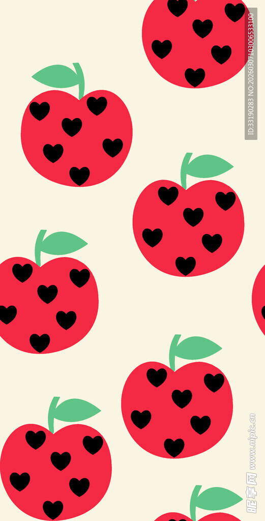 苹果瓢虫图案无缝背景