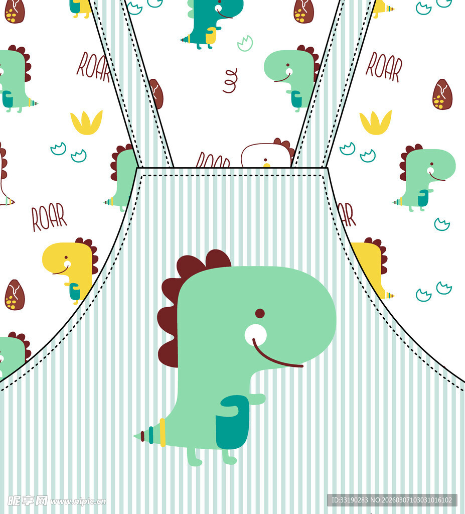 卡通恐龙图案儿童背带裙