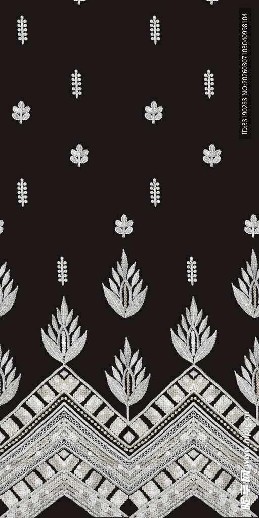 黑白几何植物纹理图案