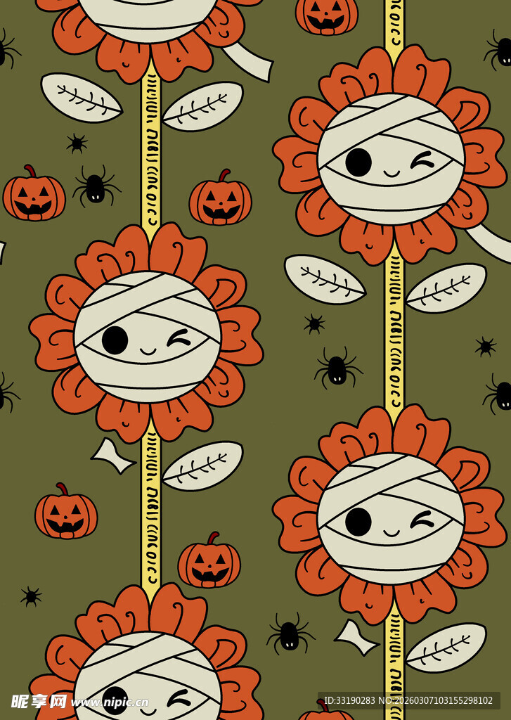 万圣节绷带花图案设计