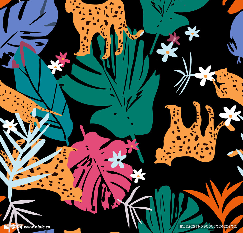 热带风情动植物图案设计