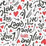爱心与爱文字手绘图案