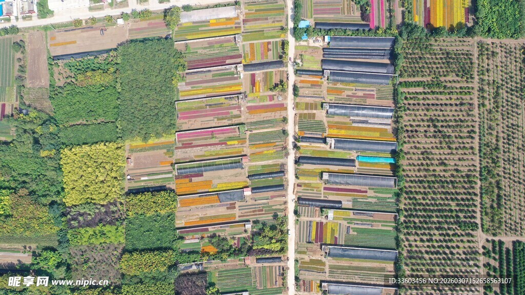 多彩农田俯瞰图