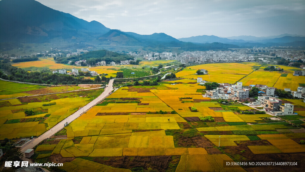 秋日田野风光俯瞰图