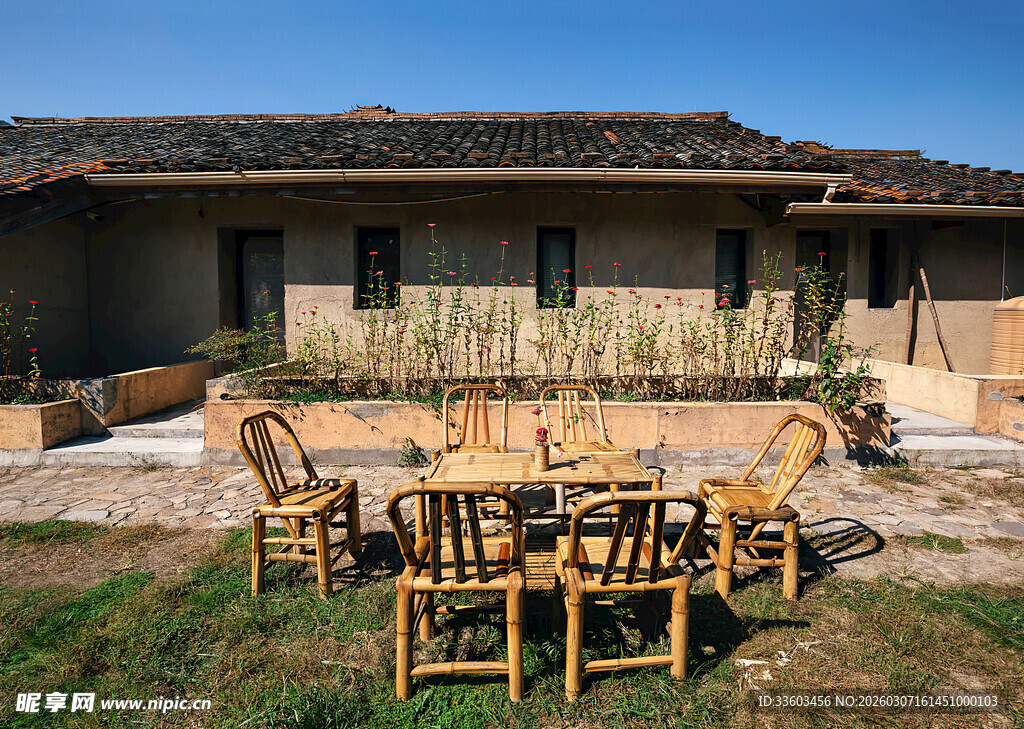 乡村庭院户外休闲桌椅场景