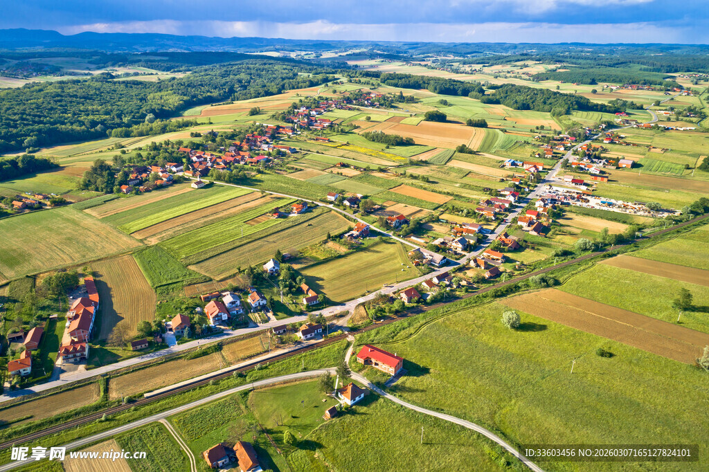 田园乡村风光俯瞰美景