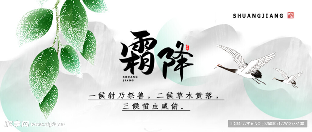 白露节气水墨风插画