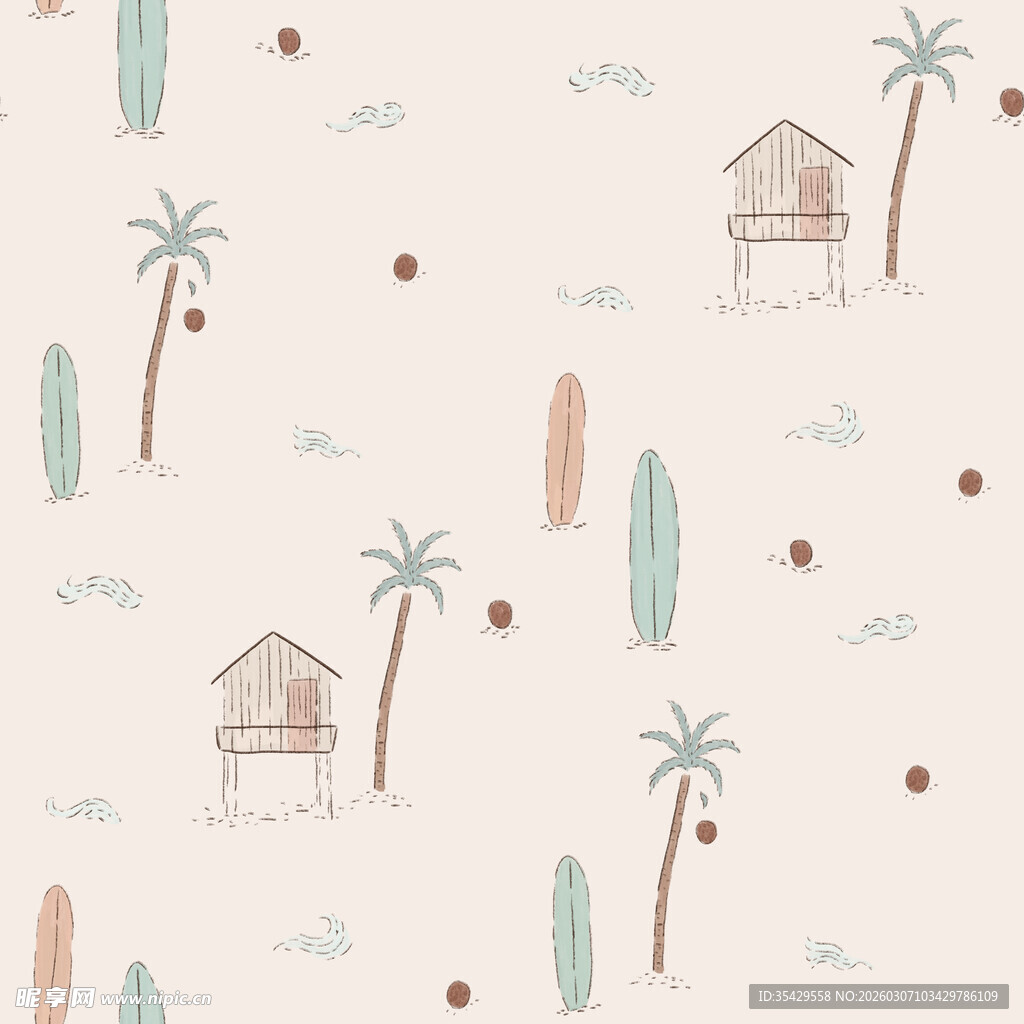 热带风情卡通图案背景