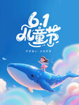 六一儿童节梦幻鲸鱼插画