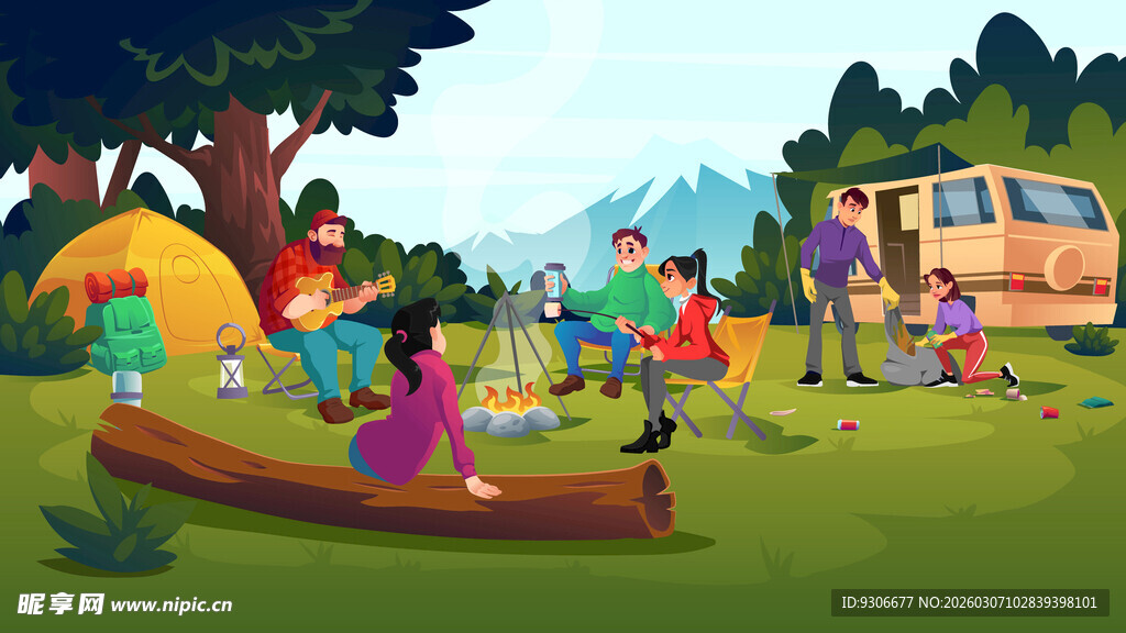 户外露营插画