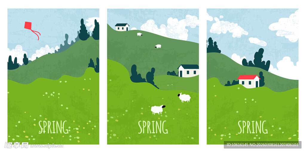 春季风景插画