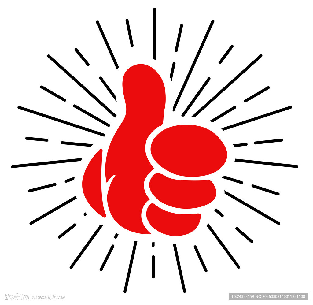 红色点赞手势图标