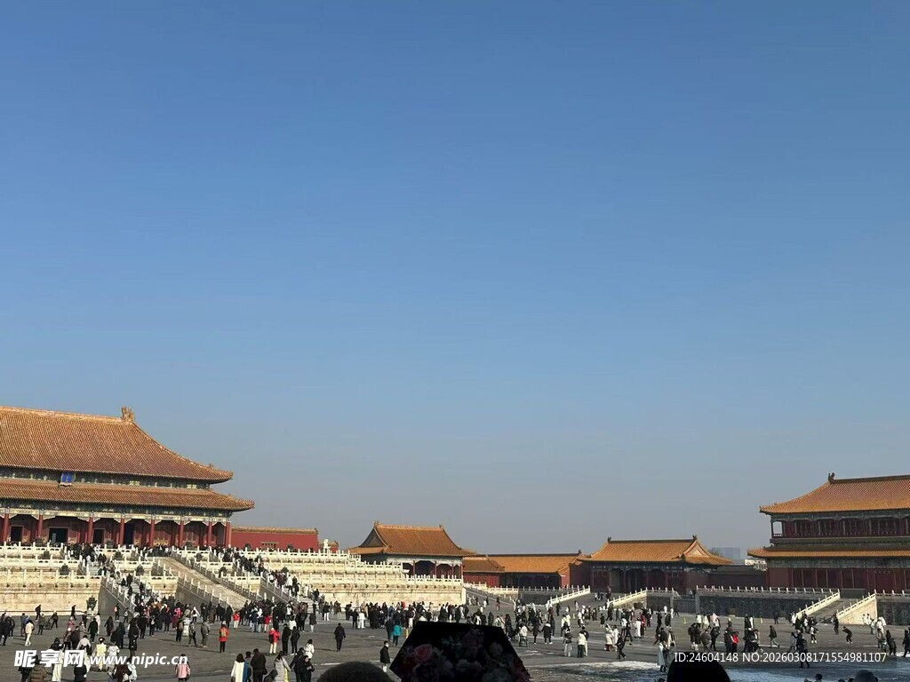 故宫全景游人如织