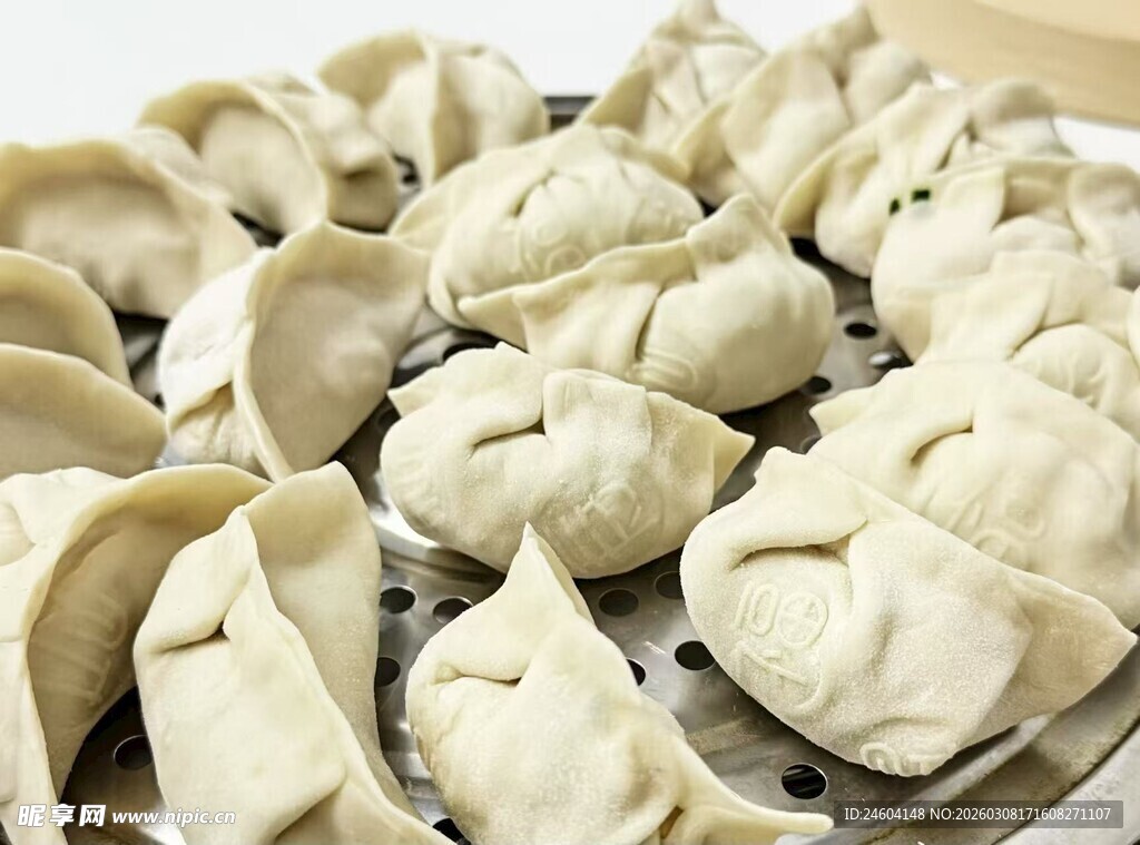 手工饺子整齐摆放