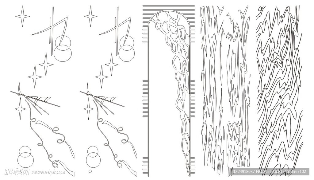 手绘植物线条纹理图案