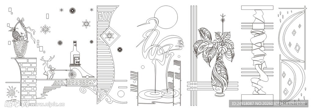 移门图案 装饰线条背景 