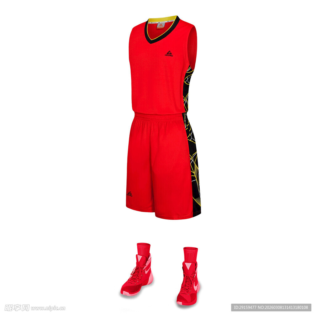 红色篮球运动套装及战靴
