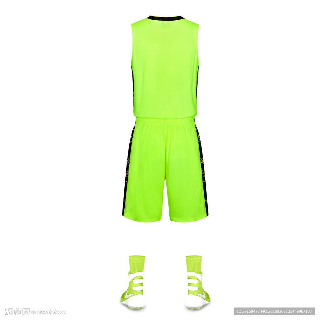 荧光绿运动套装及袜子